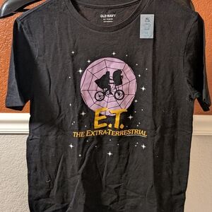 Old Navy Black T-Shirt with E.T. Graphic